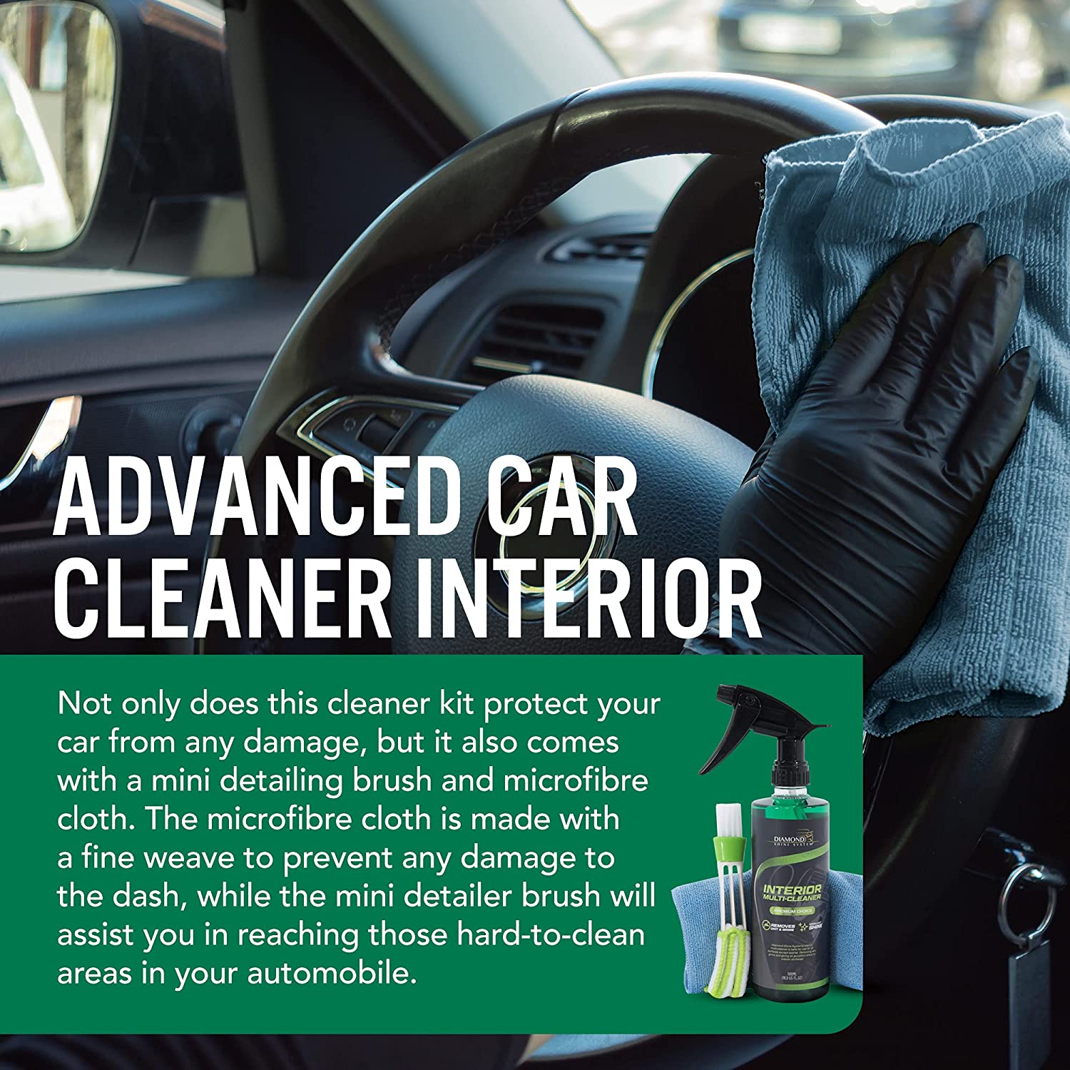 Interior Car Cleaning Kit for Upholstery and Dashboard