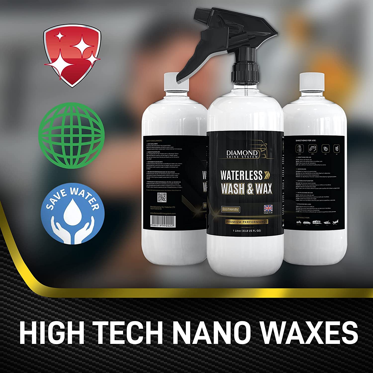 Waterless Wash & Wax Hydrophobic Spray - 1 Litre